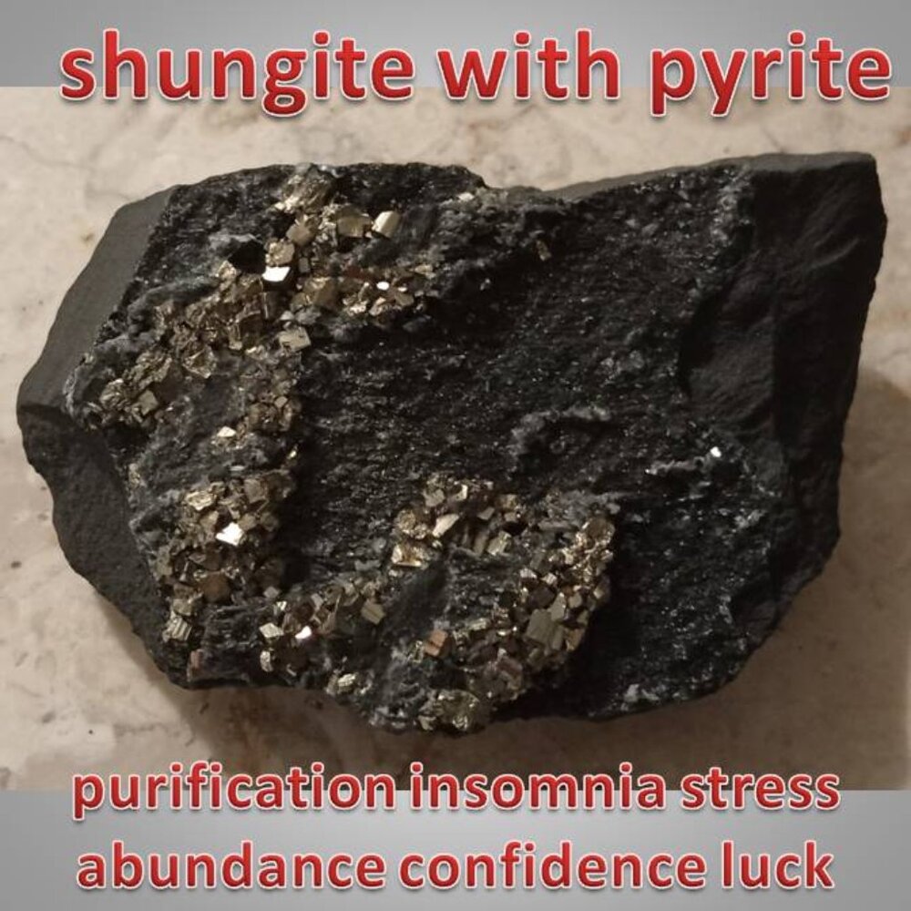 Shungite with pyrite chunk crystal rock 05